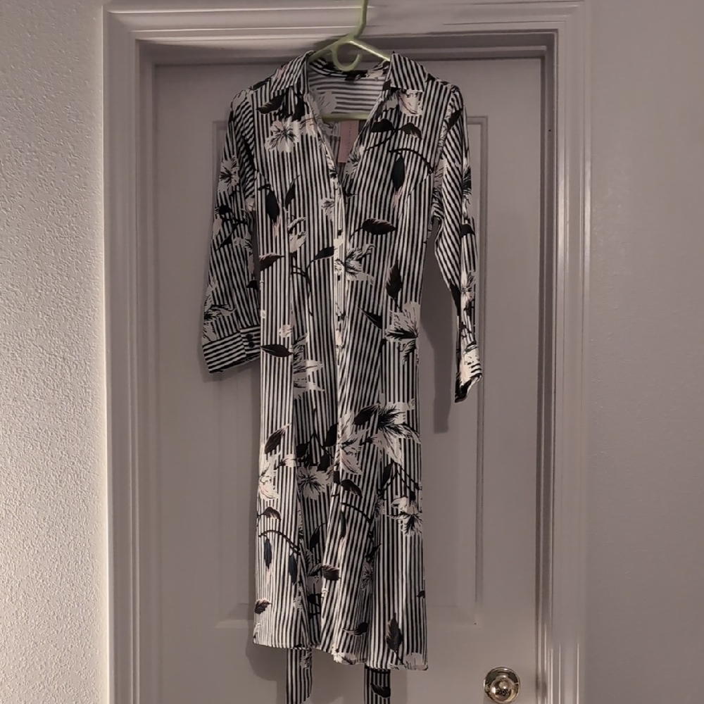 Ann Taylor Factory Black and White Asymmetrical Wrap Dress